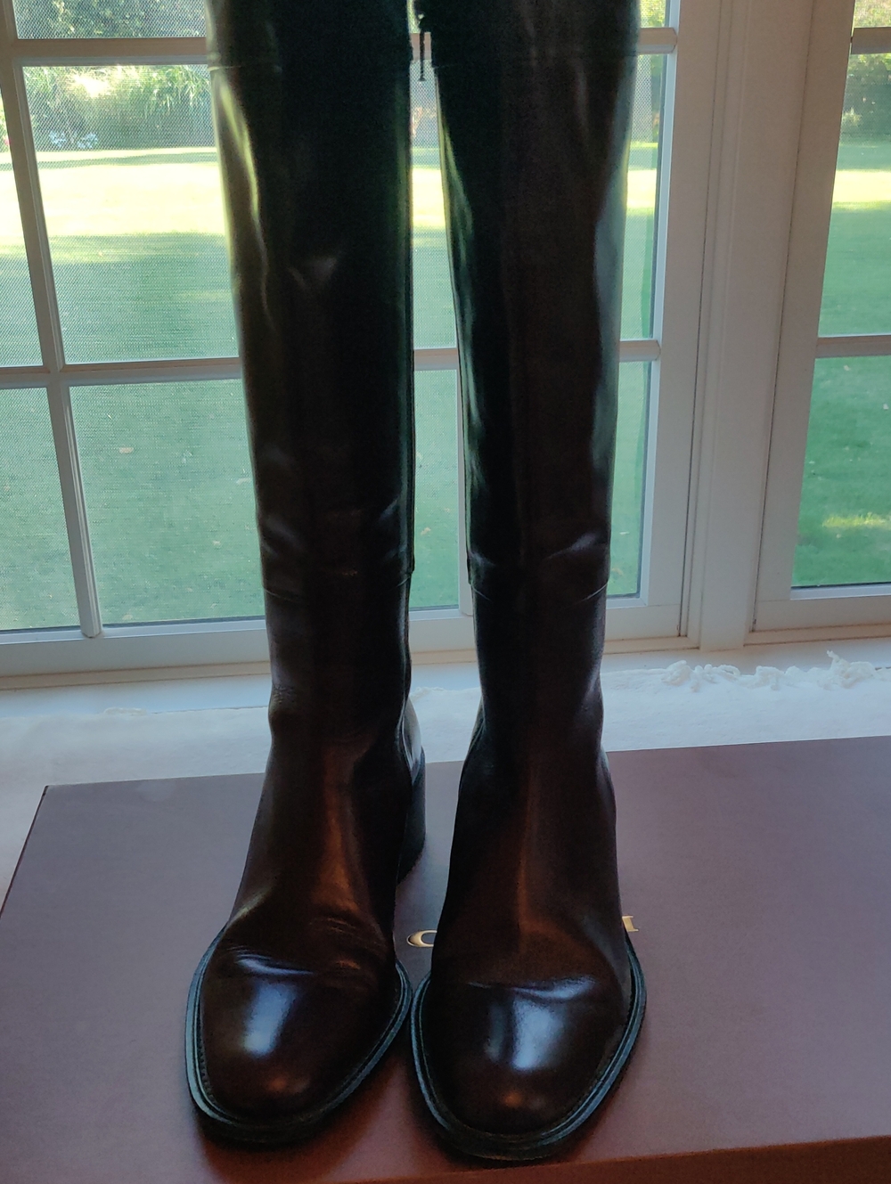 Classic Black Leather Knee-High Women's Boots
